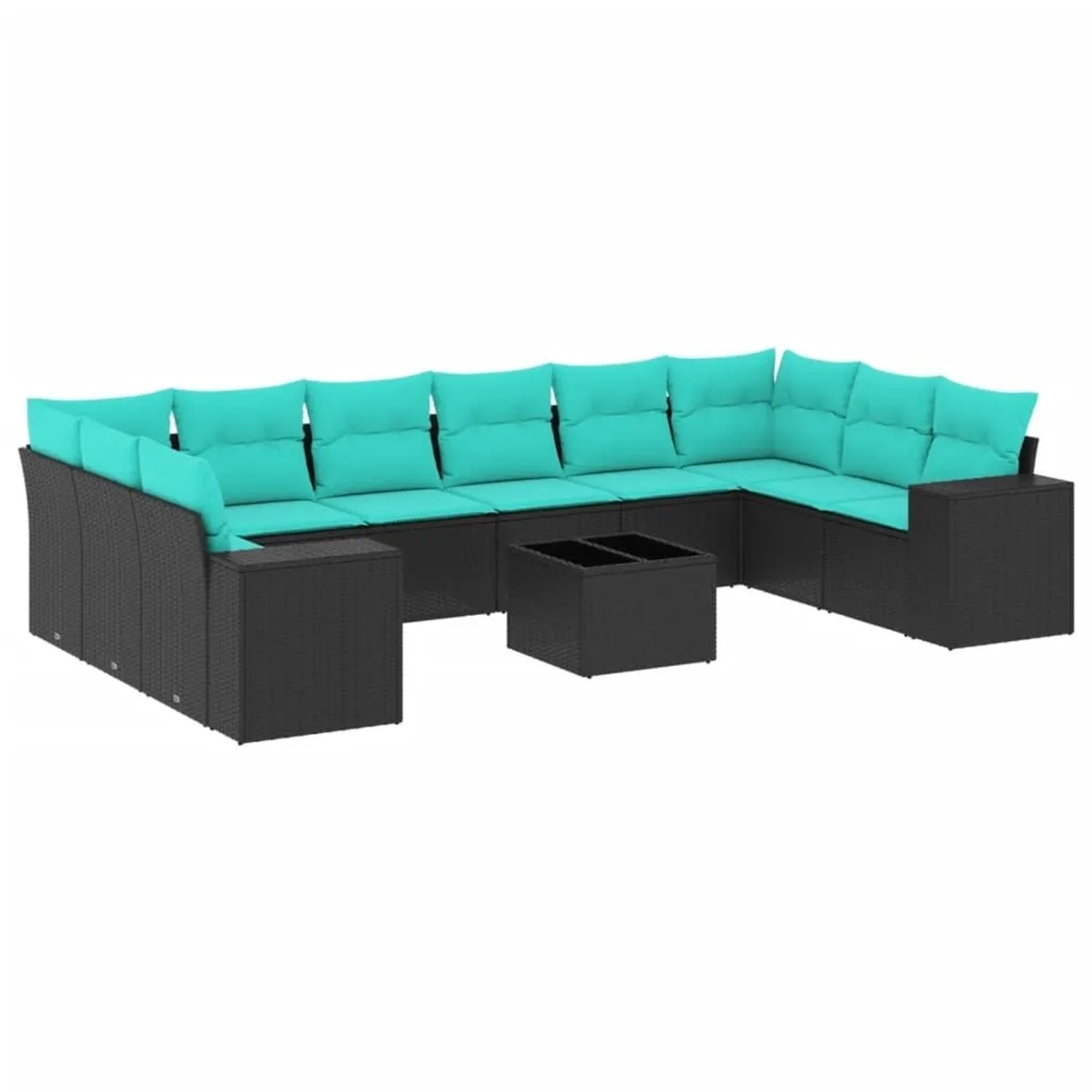 vidaXL 11-Tlg Gartensofa-Set mit Kissen Schwarz Polyrattan 3223076 günstig online kaufen