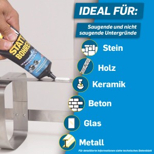 Pattex Montagekleber, wasserresistenter Baukleber für Stein, Holz, Keramik, Beton, Glas und Metall.