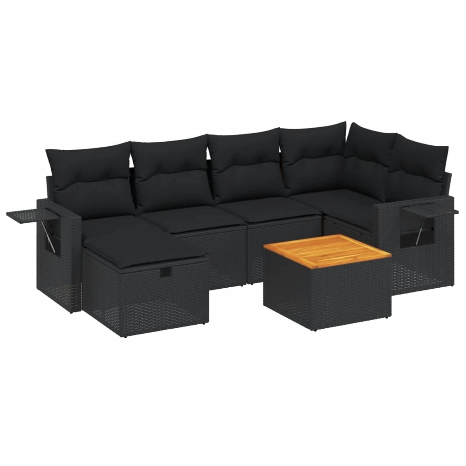 vidaXL 7-tlg Garten-Sofagarnitur mit Kissen Schwarz Poly Rattan Modell 208 günstig online kaufen