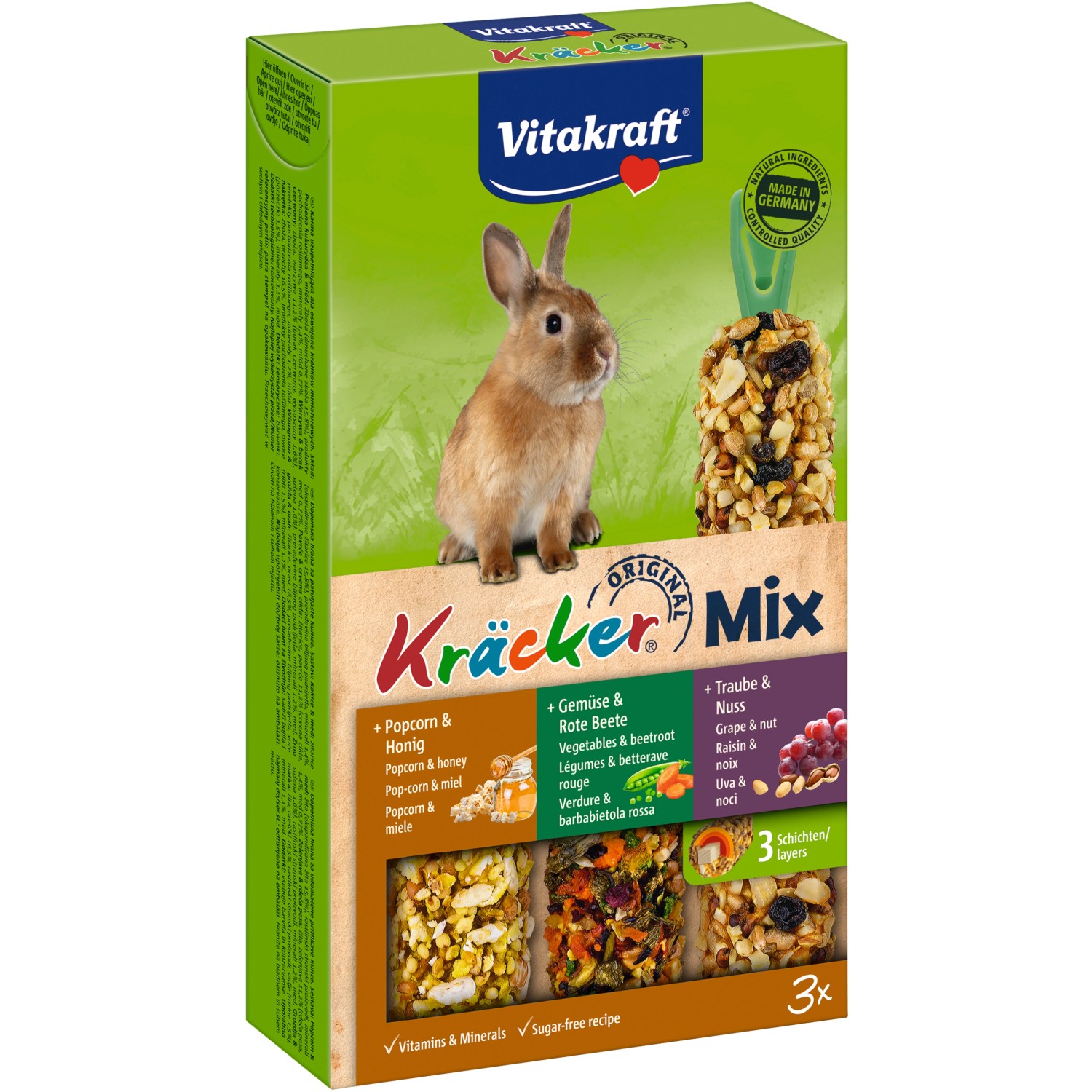 Vitakraft Kräcker® Trio Popcorn/Gemüse/Nuss 3 Stück