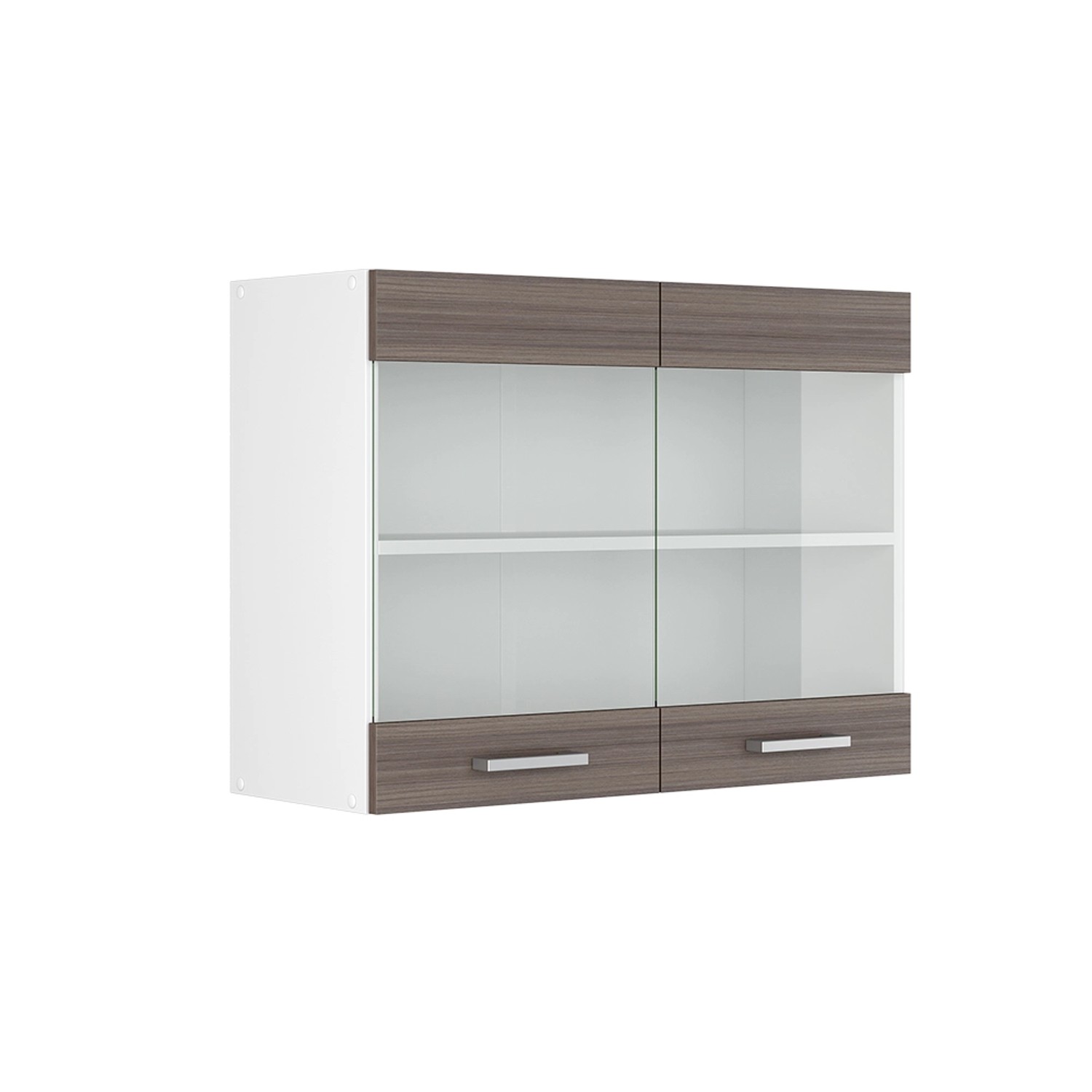 Vicco Küchenglasschrank R-Line Glashängeschrank Grau/Weiß 80 cm günstig online kaufen