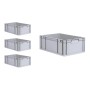 PROREGAL Spar Set: 4 blaue Euroboxen mit Deckel und Schnappverschlüssen, 44 Liter.
