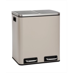 Svita TM2X15 Mülleimer, 30L Abfalleimer mit 2 Fächern in Taupe für die Mülltrennung.