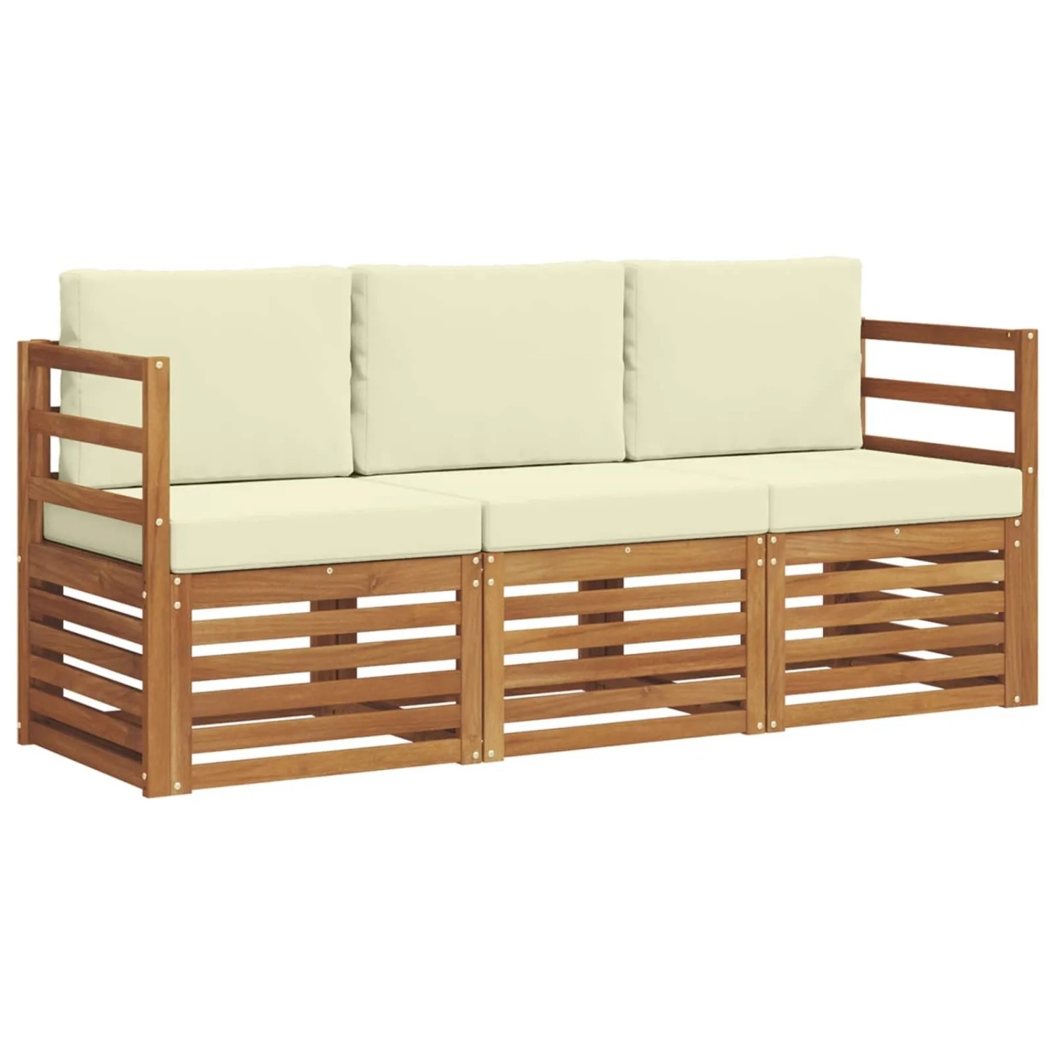 vidaXL Sofagarnituren 3 Tlg Natur und Creme Massivholz Akazie 3374270