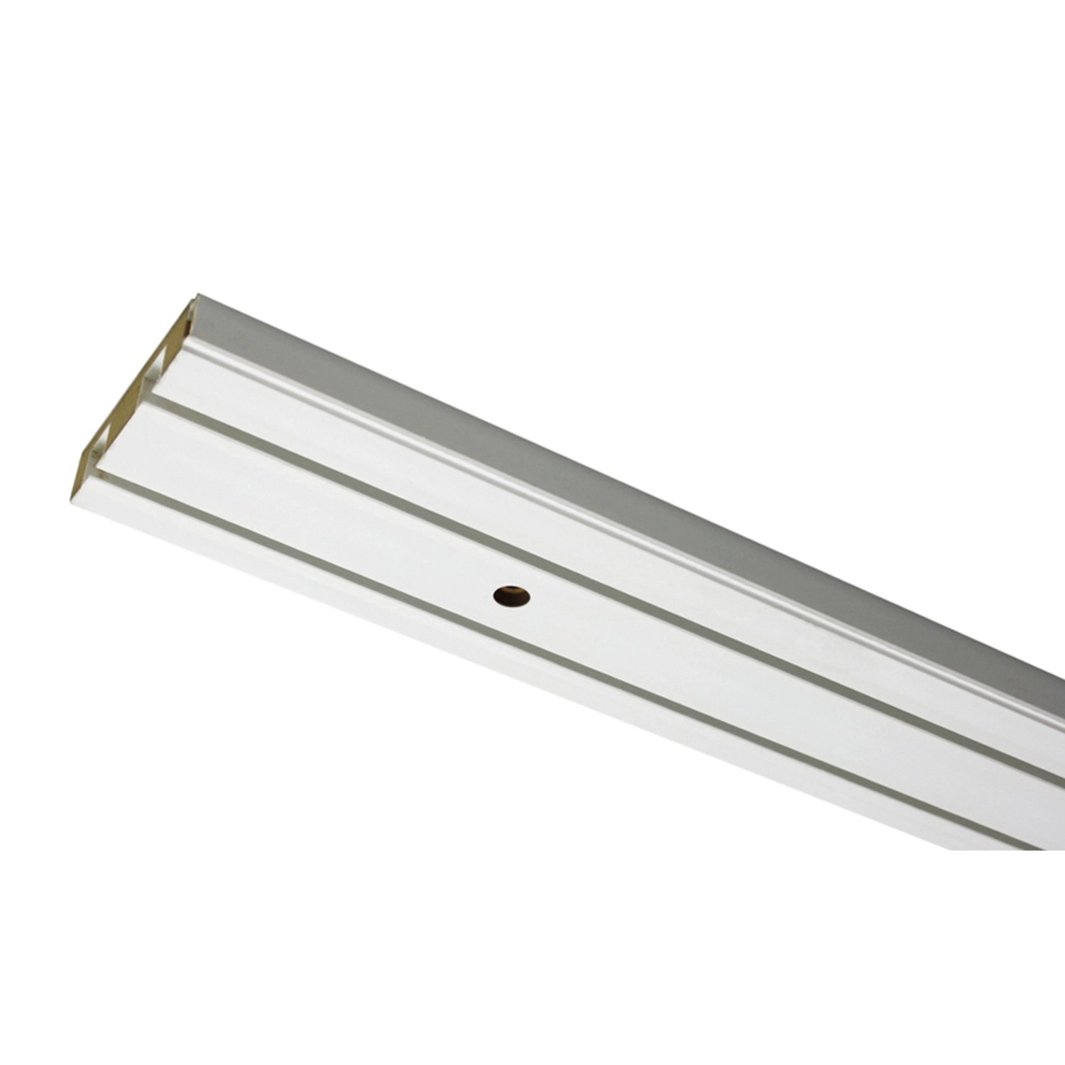 Weiße, 2-läufige Gardinia Vorhangschiene GE2, 180 cm lang, für flexible Fensterdekoration.