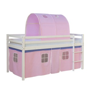 Homestyle4u Hochbett 90x200 Vorhang Rosa 1559