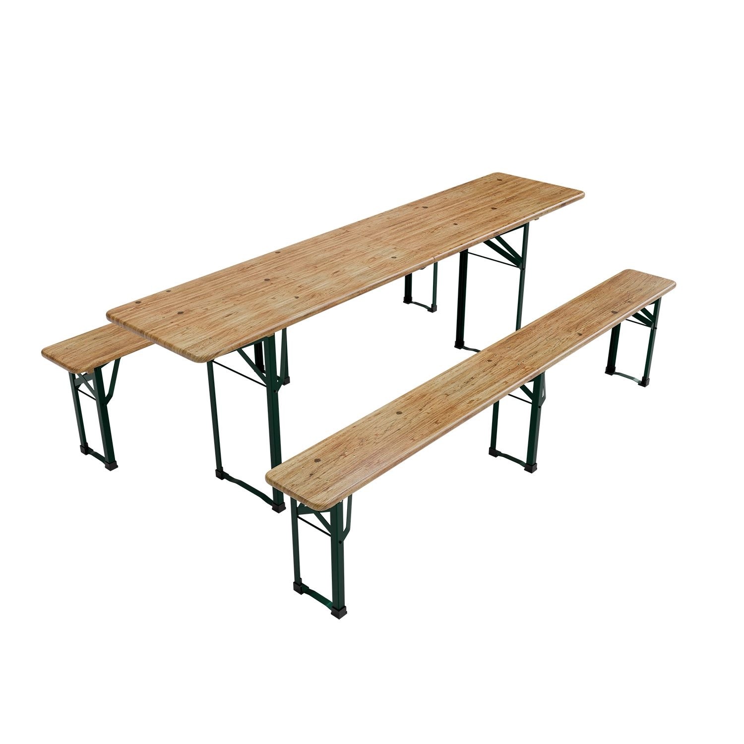 Juskys Bierzeltgarnitur Passau 3 teilig klappbar mit lackiertem Tannenholz 220 cm
