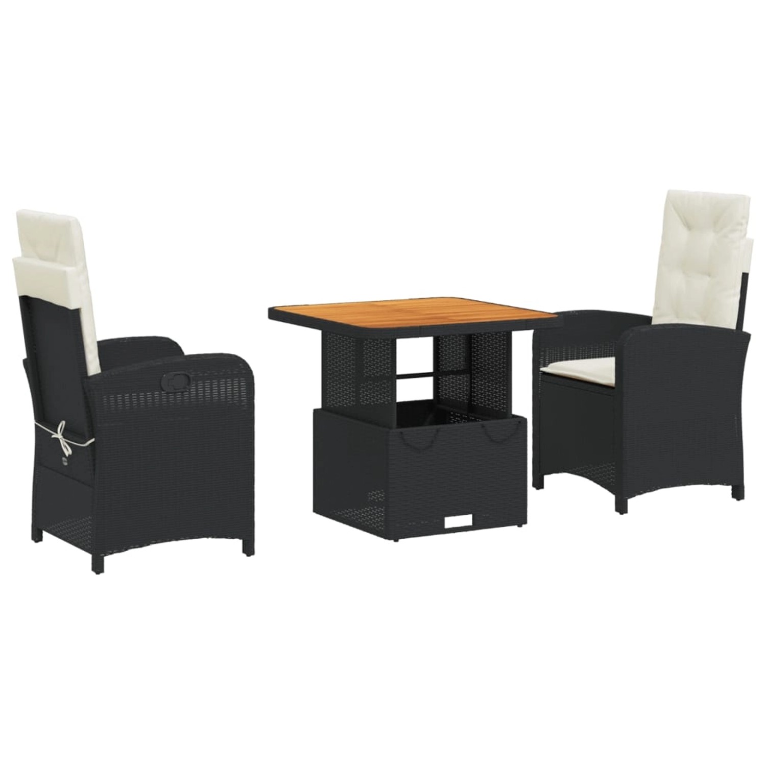 vidaXL 3-Tlg Garten-Essgruppe mit Kissen Schwarz Poly Rattan 3277313 günstig online kaufen