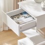 SoBuy Nachttisch FBT49-W, weißer Beistelltisch mit offener Schublade und Ablagen.