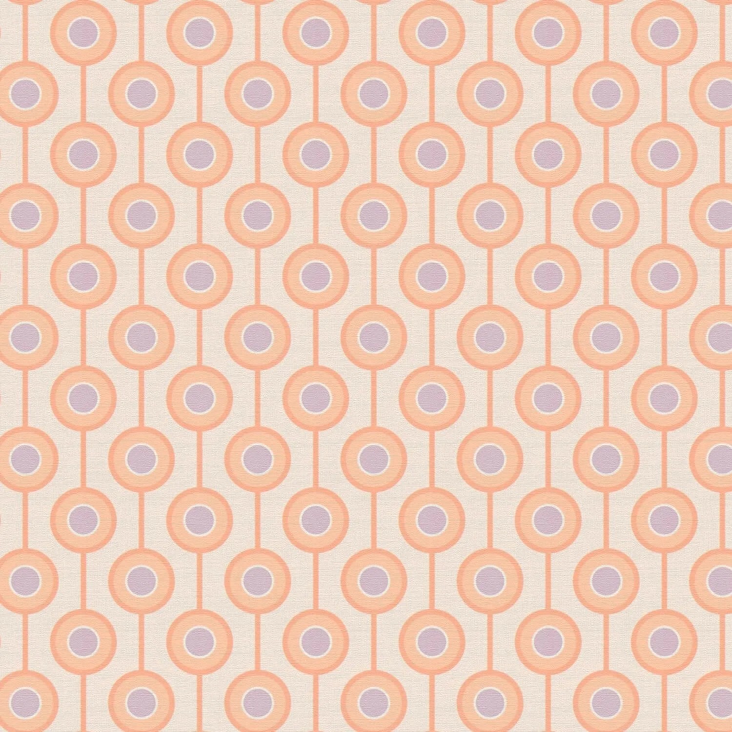 PROFHOME 395375-GU Retro Tapete Geometrisch Beige Orange Rosa Flieder 0,53 m x 8,50 m 4,50 m2