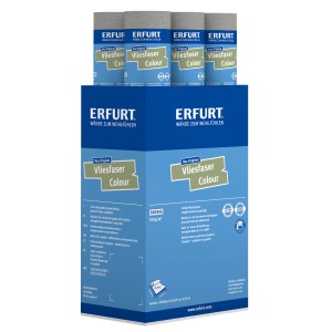 Erfurt Vliesfaser Colour 302-2 Grau, farbige Vliestapete, Rollen auf Karton.