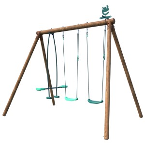 Soulet Holzschaukel Polo mit 2 Schaukelsitzen und Vis-a-Vis Schaukel.