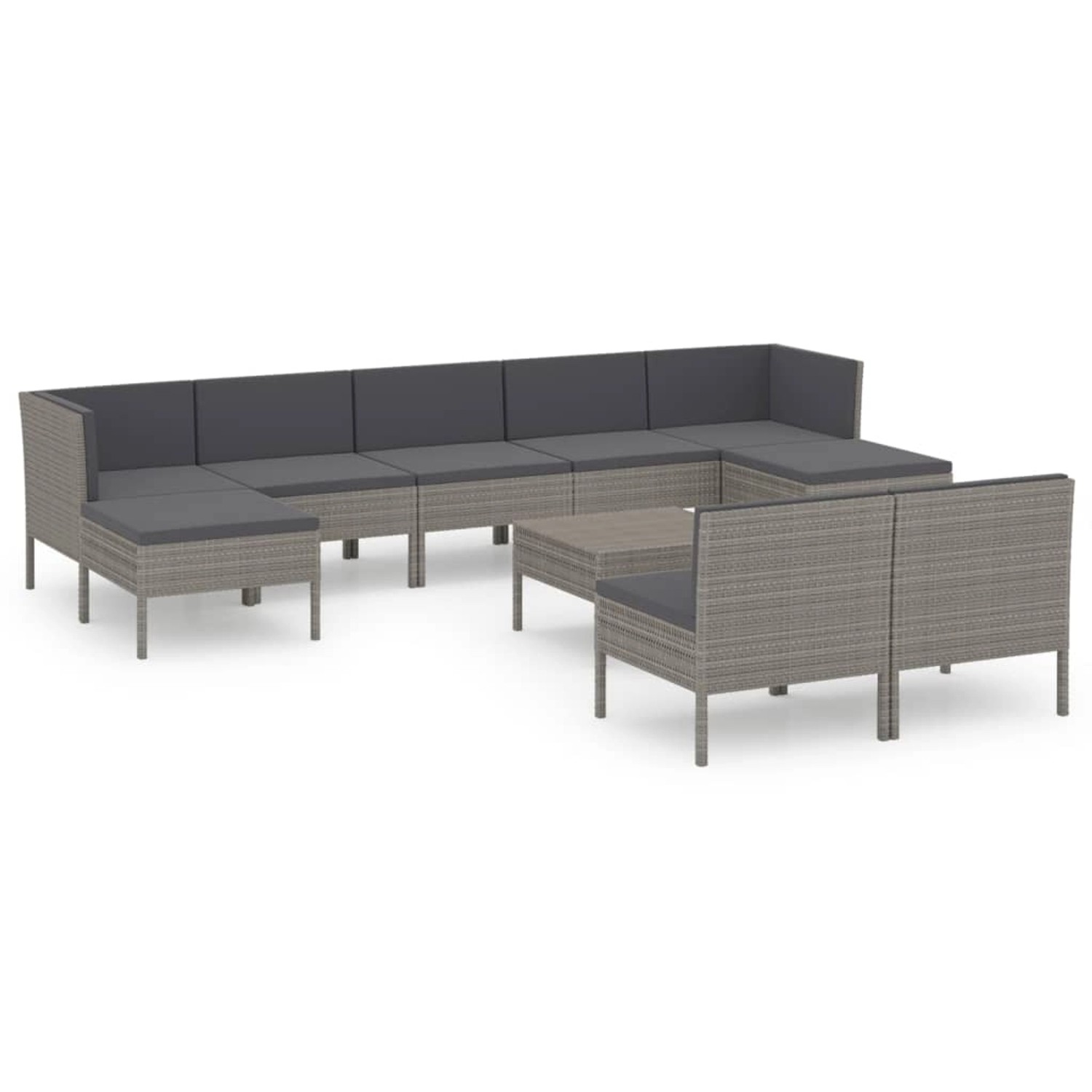 vidaXL 10-tlg Garten-Lounge-Set mit Auflagen Poly Rattan Grau Modell 9 günstig online kaufen