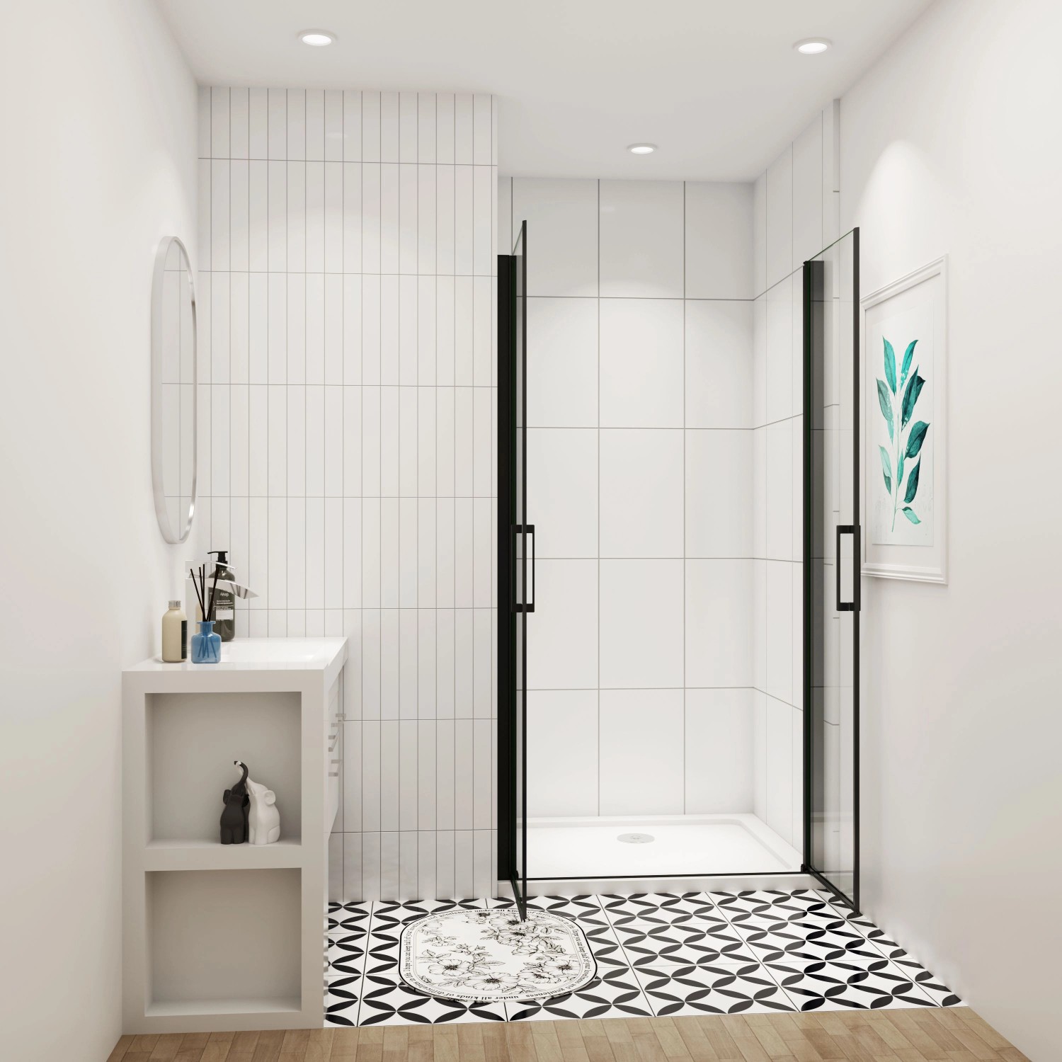 AICA Doppeltür 100x200cm Duschabtrennung Nischentür Schwingtür Pendeltür 8mm Nanoglas Duschtür Schwarz Duschkabine_4