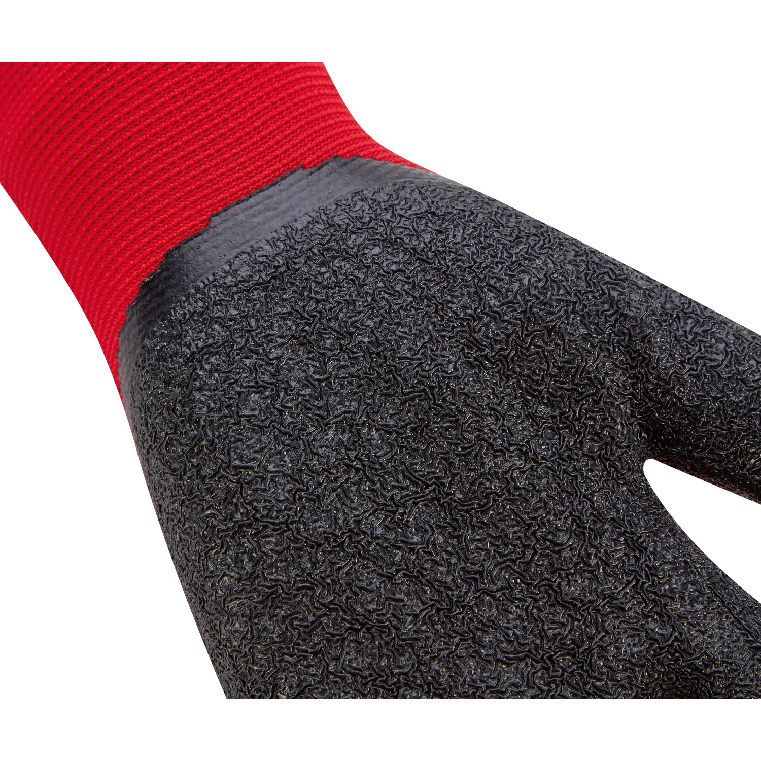 Detailaufnahme: Rote Latex Arbeitshandschuhe, Größe 8, 5er-Pack für optimalen Schutz.