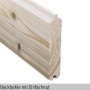 Detailaufnahme einer 28 mm Blockbohle mit Einfachnut für Skan Holz Gartenhaus.