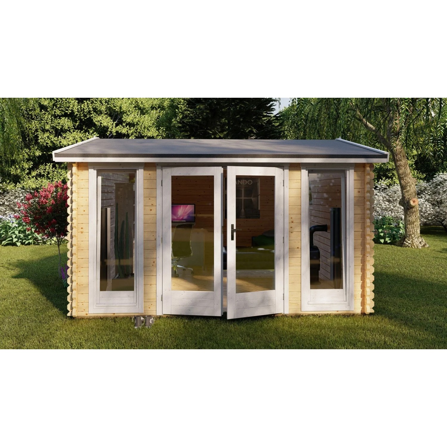 Finn Art Blockhaus 40mm Holz-Gartenhaus 4x3 m York 12 mit 28mm Fußboden
