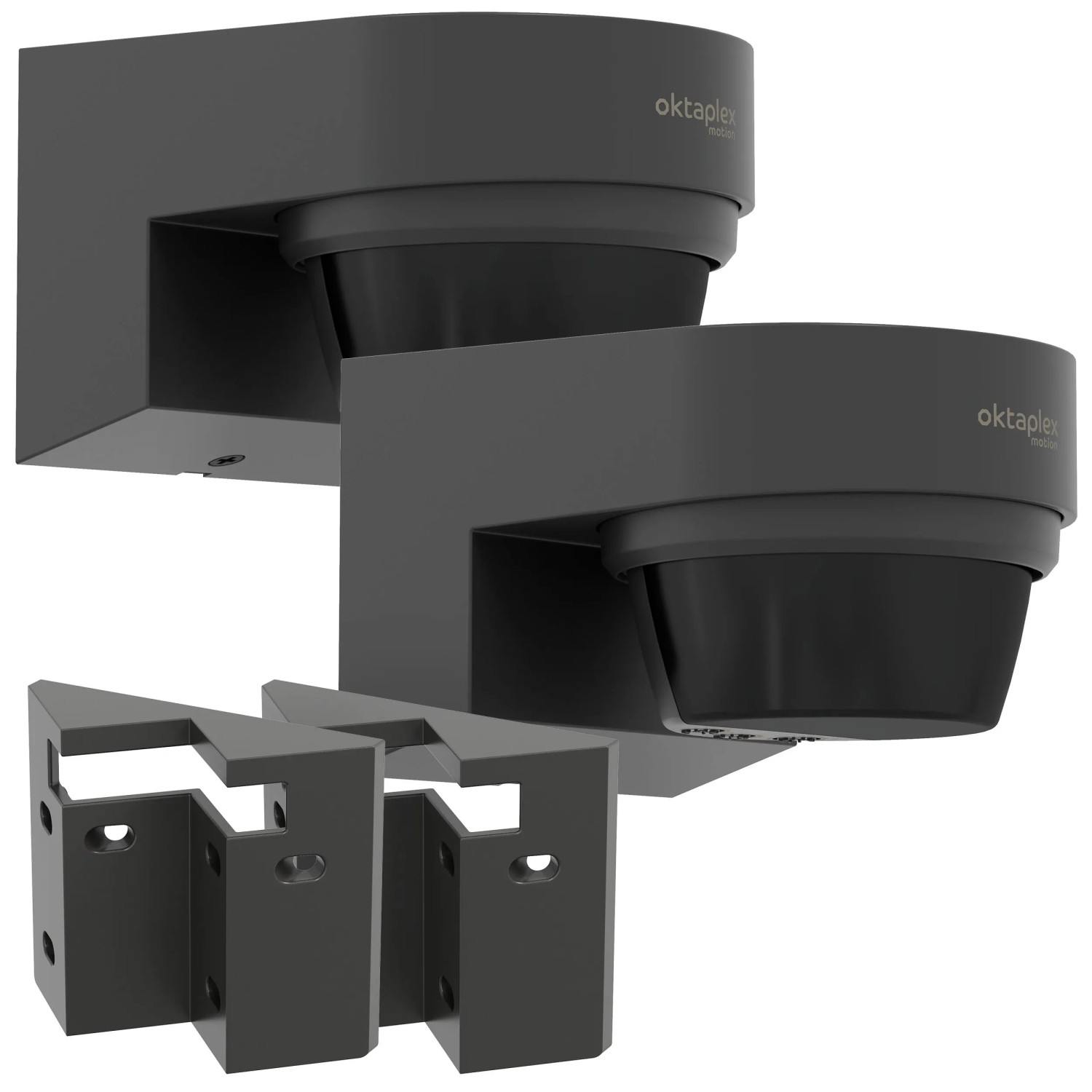 Oktaplex Eva 2er Set Bewegunsgmelder Außen 240 Grad IP65 Bewegungssensor 12m Anthrazit inkl. Eckhalterung