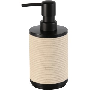 Kleine Wolke Seifenspender Runa in Natur-Schwarz mit Rillenstruktur.