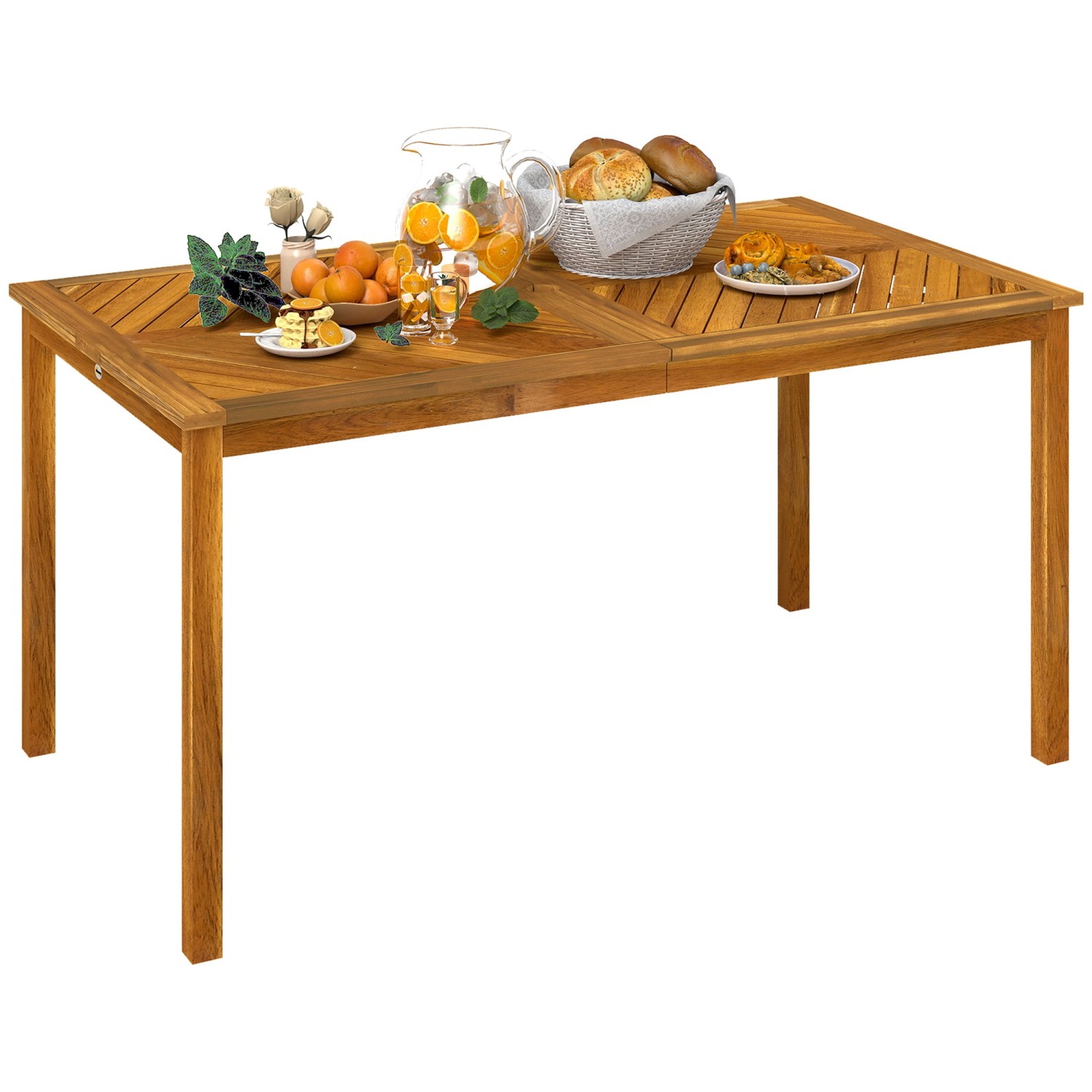 Outsunny Gartentisch Akazienholz 150L x 85B x 75H cm Naturholz günstig online kaufen