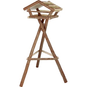 Trixie Vogelfutterhaus Natura Living mit Ständer, aus Naturholz mit Grasdach.