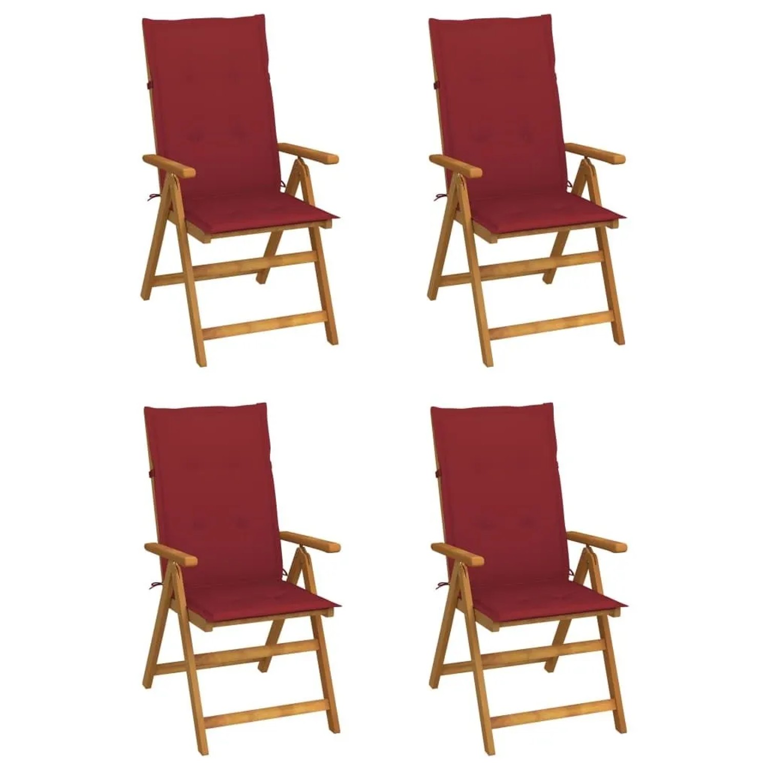 vidaXL Hochlehner Verstellbar 4 Stk mit Auflagen Massivholz Akazie 3065356