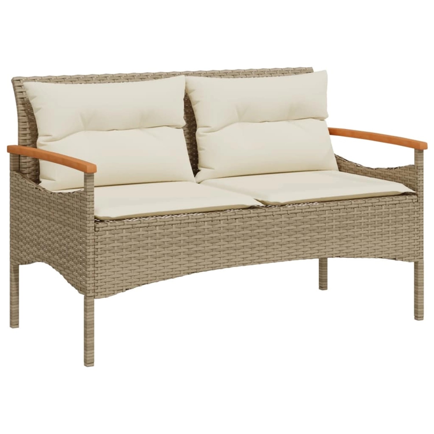 furnicato Gartenbank mit Kissen 116x62,5x74 cm Beige Poly Rattan günstig online kaufen