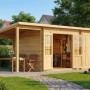 Alpholz Gartenhaus Maria mit Schleppdach, 450x250 cm, naturbelassenes Holz. Garten- und Gerätehaus Kombination.