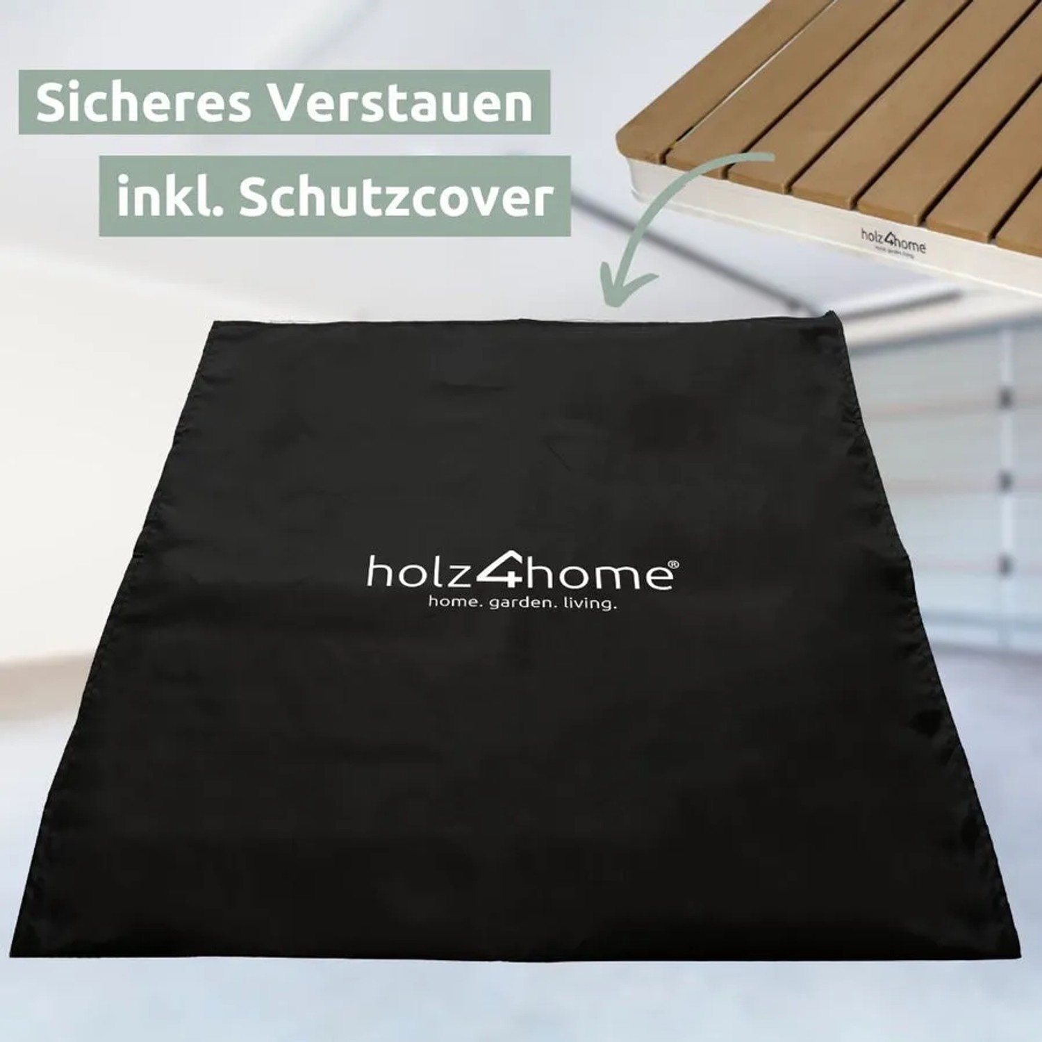 Schutzhülle für holz4home Gartendusche, eckig, zur sicheren Aufbewahrung.