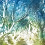 Komar Vlies Fototapete "Alley", 200x250cm, zeigt einen Weg durch einen grünen Blättertunnel.