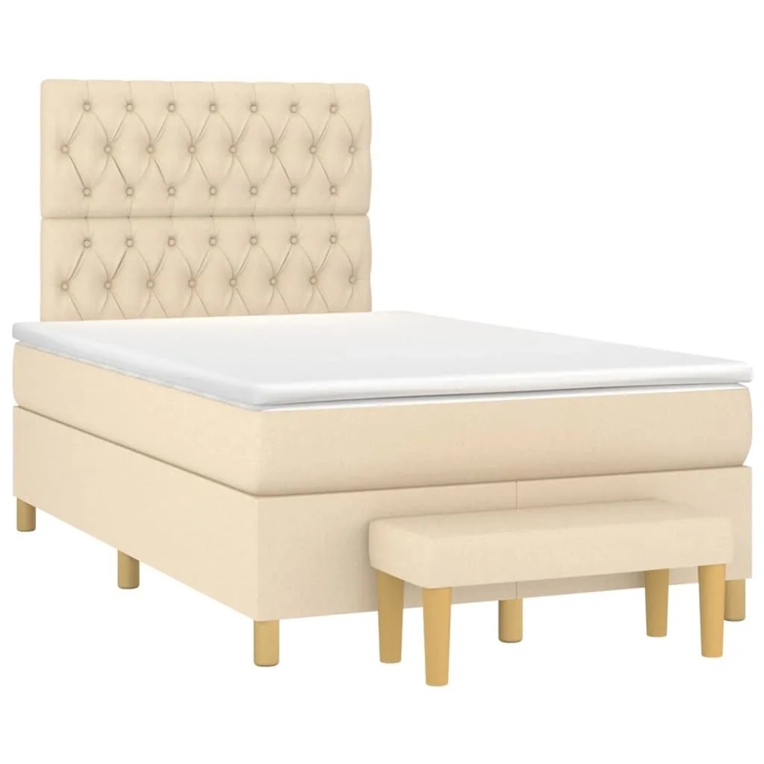 vidaXL Boxspringbett mit Matratze Creme 120x200 cm Stoff 3137386 günstig online kaufen
