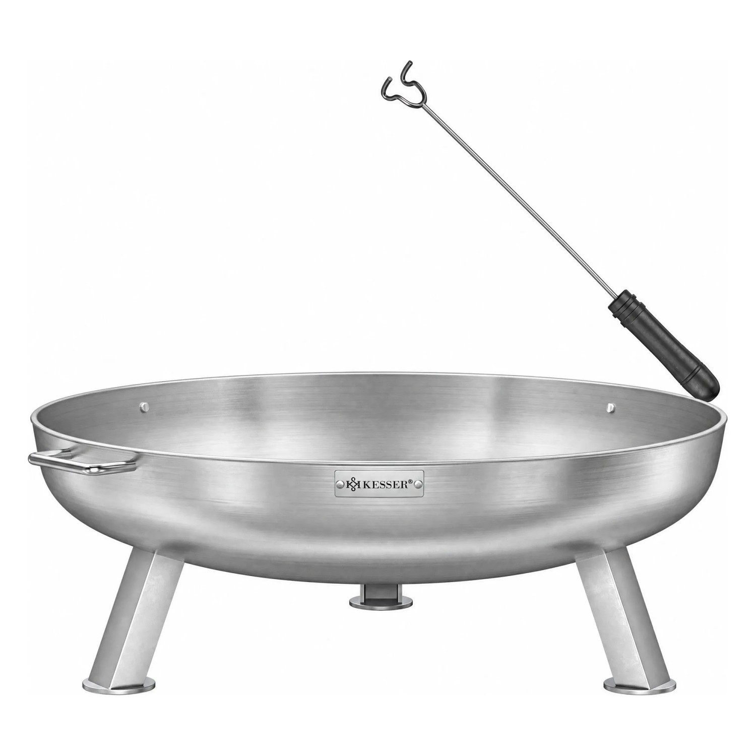 KESSER Feuerschale Ø 60 cm Edelstahl Stärke 2.5 mm mit Feuerhaken