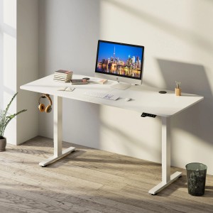 Weißer, höhenverstellbarer Juskys Schreibtisch Office Stand 120x60 cm mit Zubehör.