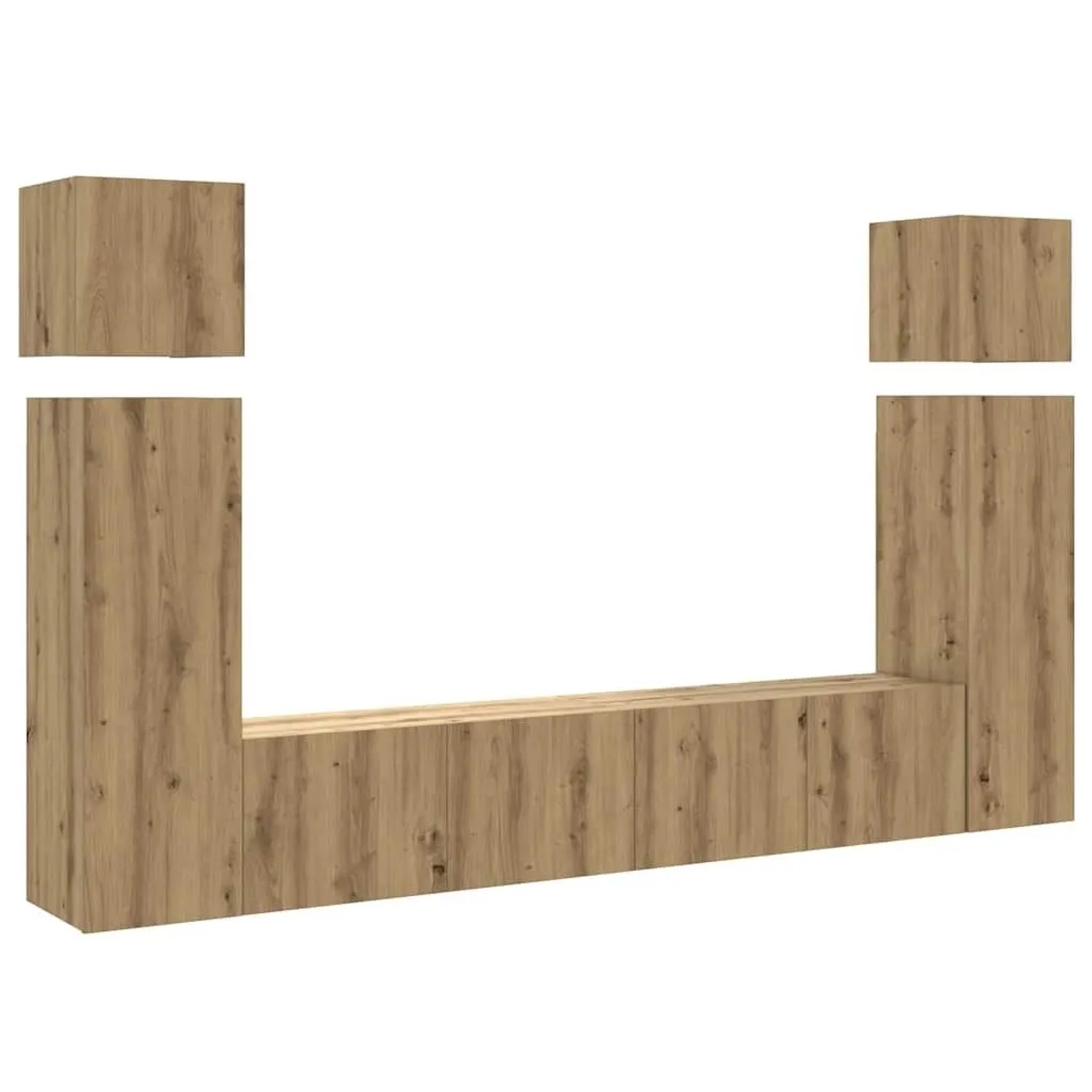 vidaXL 8-Tlg TV-Schrank-Set Wandmontage Artisan-Eiche Holzwerkstoff 3329010