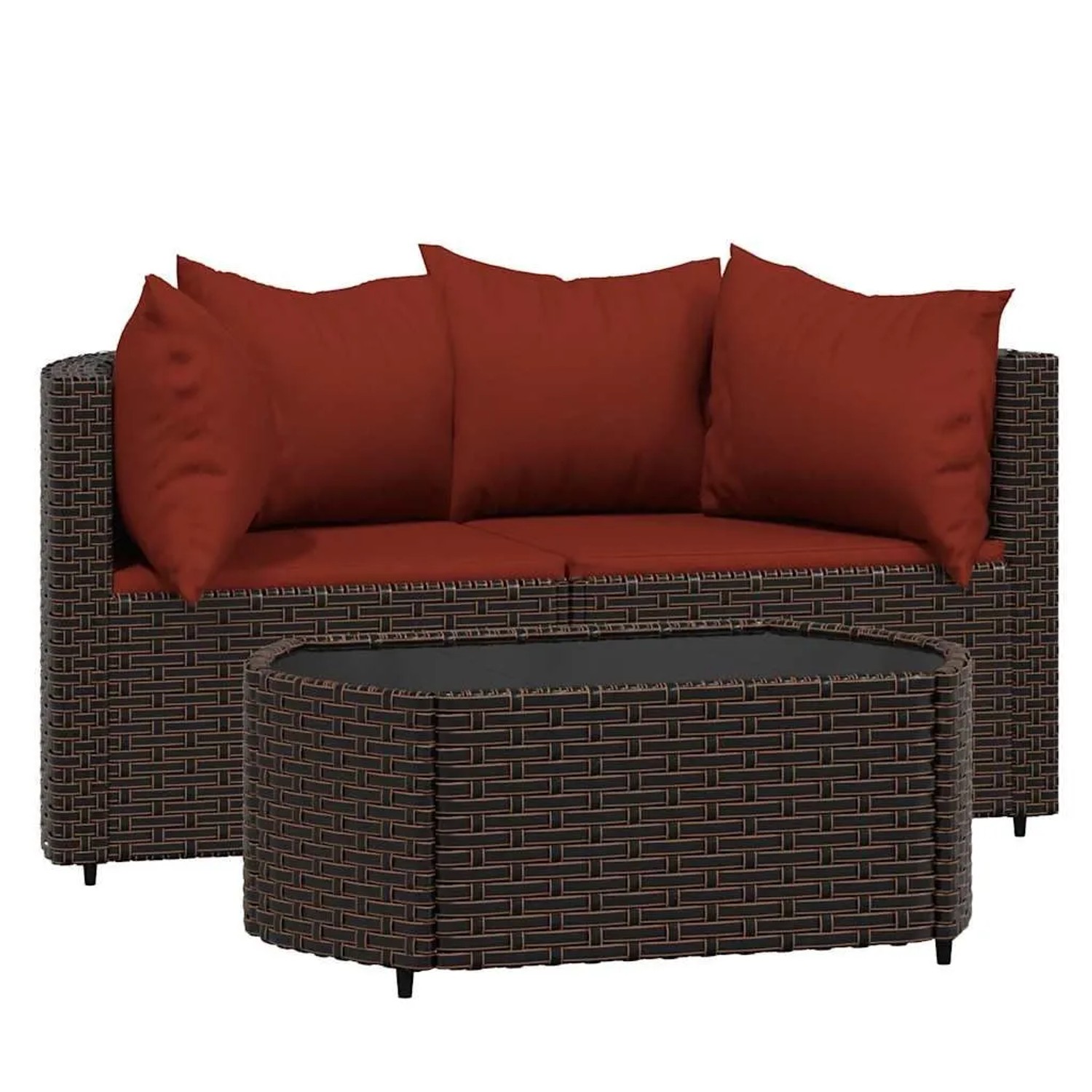 vidaXL 3-Tlg Garten-Lounge-Set mit Kissen Braun Poly Rattan 319823