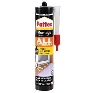 Pattex Montagekleber All Materials, stark haftender Alleskleber in Kartusche mit Aufsatz.