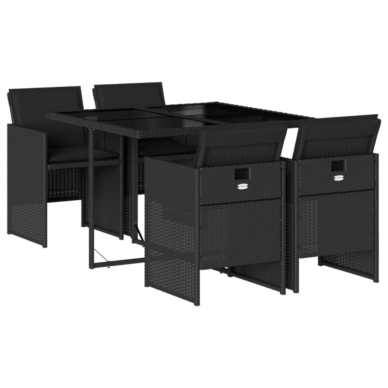 vidaXL 5-Tlg Garten-Essgruppe mit Kissen Schwarz Poly Rattan 3277662 günstig online kaufen