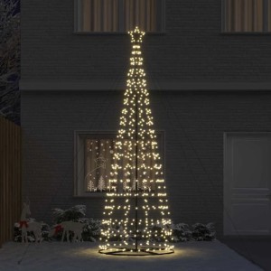 Großer 400 cm LED Weihnachtsbaum mit warmweißen Lichtern und Sternspitze, festliche Dekoration für Außenbereich.