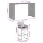vidaXL 5-tlg. Gartenbar-Set grau, Poly Rattan & Akazie, mit Maßen von Tisch und Stuhl.
