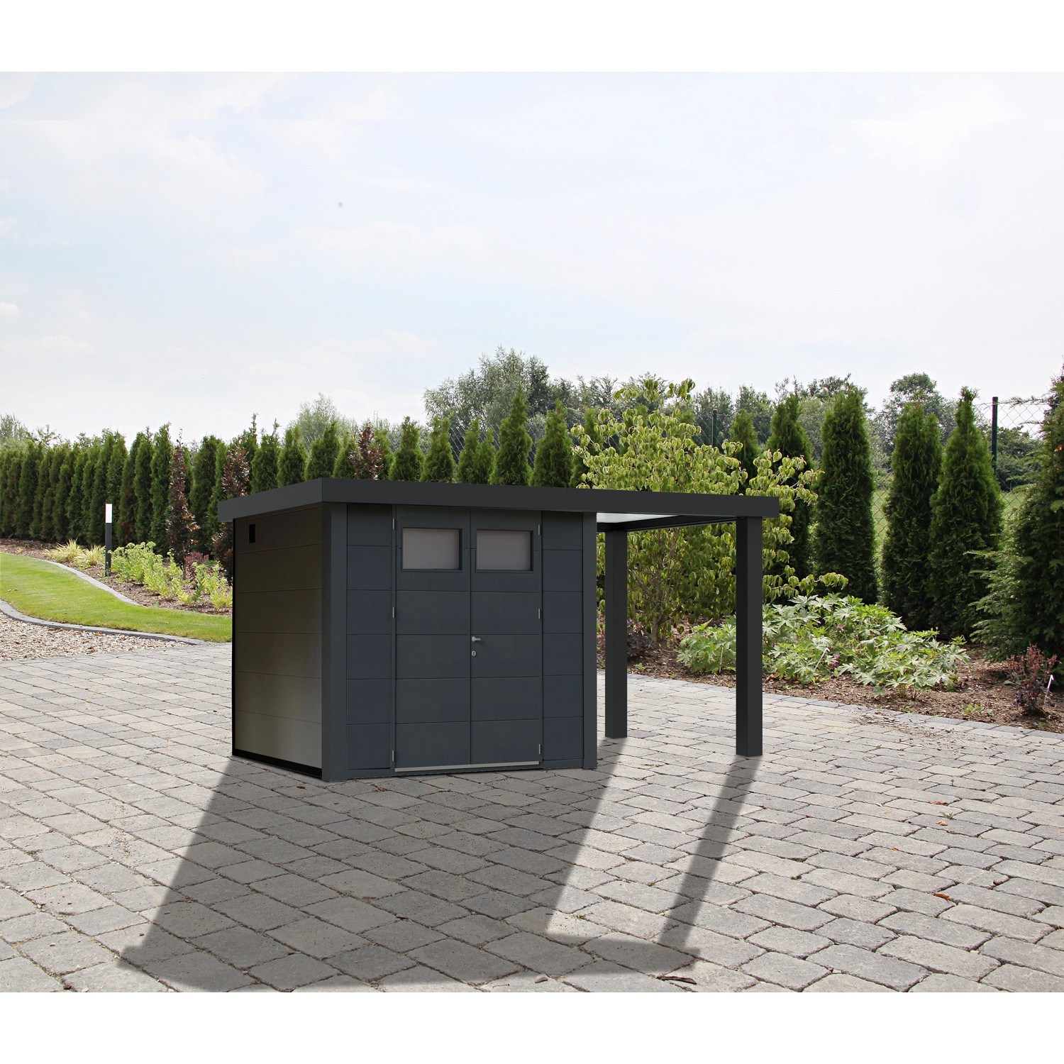 Eleganto MetallGerätehaus Eleganto Granitgrau 11,1 m² kaufen bei OBI