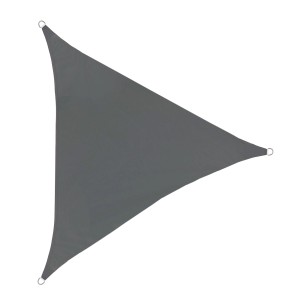 Dunkelgraues, dreieckiges Sonnensegel (5x5x5m) von Svita für Sonnenschutz im Garten.