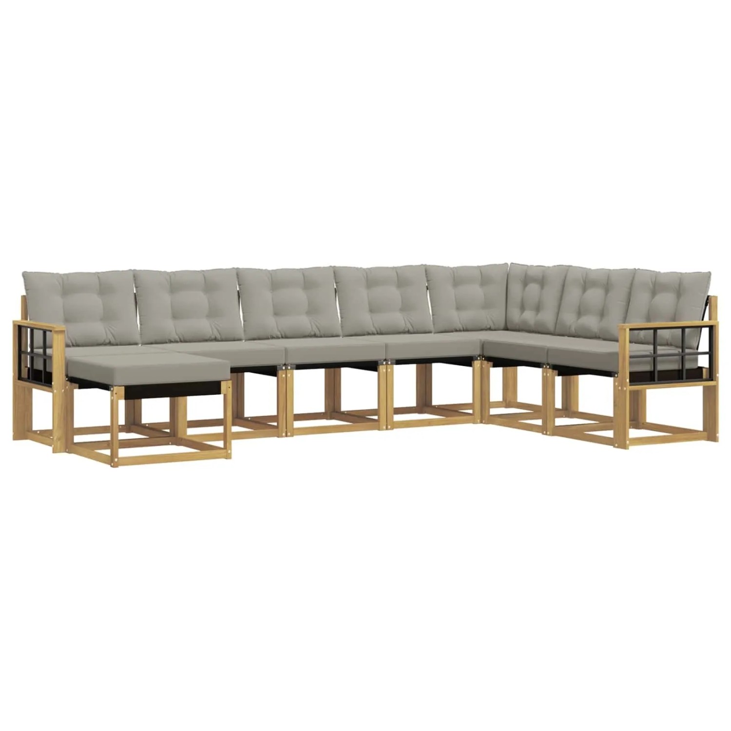 vidaXL Outdoor-Sofagarnitur mit Kissen 8-Tlg Weiß und Hellgrau 3389769