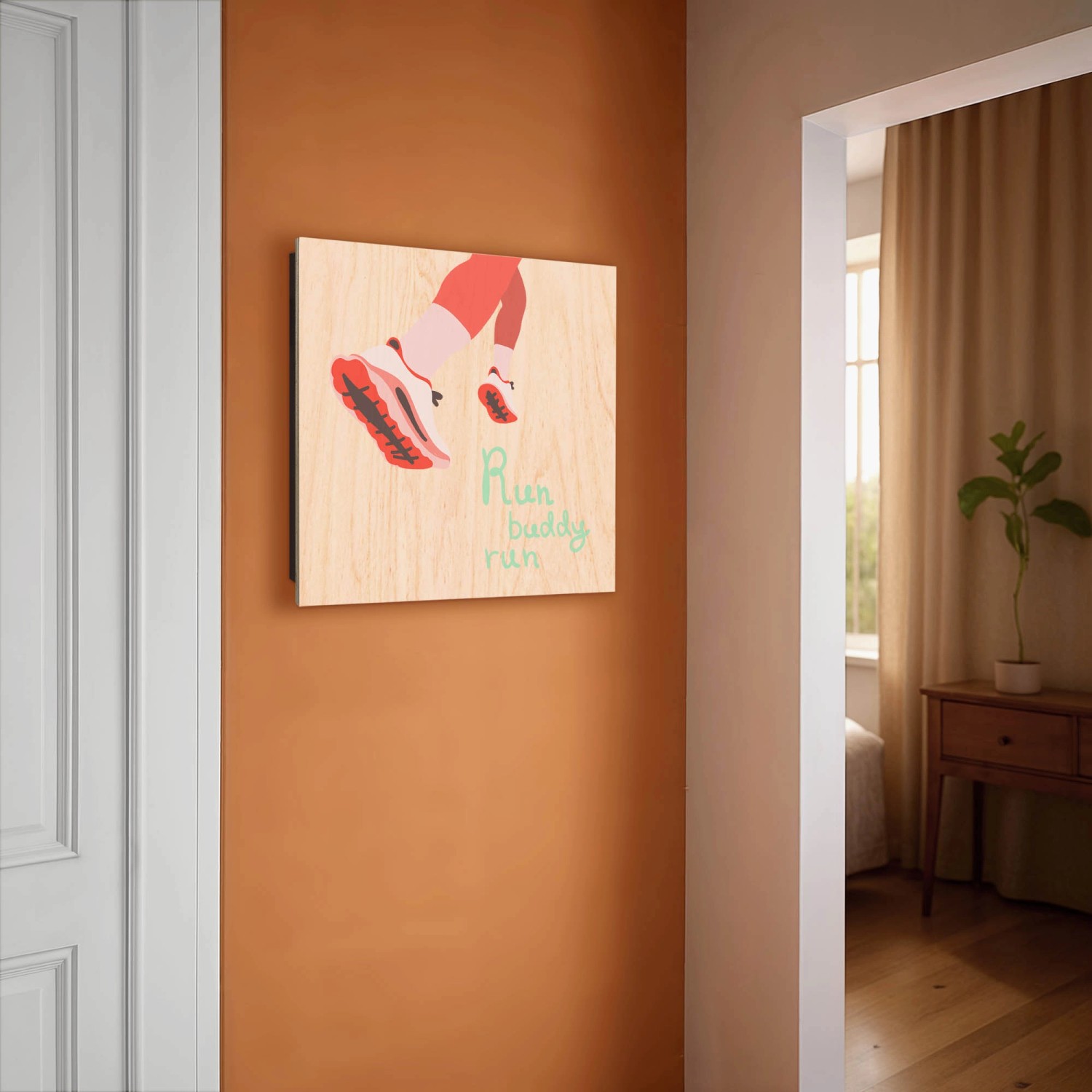 Banjado Schlüsselkasten mit Laufschuh-Motiv, 30x30cm, für 50 Schlüssel. Holz-Design Schlüsselbox.