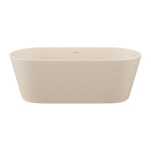 Freistehende Badewanne Luzeca, 159 cm, in Beige. Ovale, moderne Form für 1 Person.