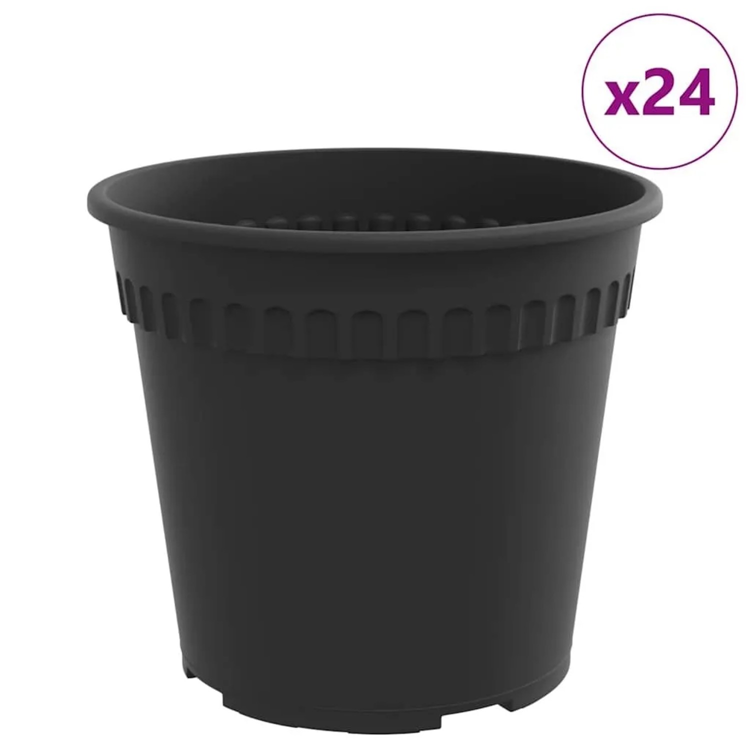 vidaXL Runder Blumentopf 24 Stk Schwarz Ø 19 x 16 cm Kunststoff 42020278