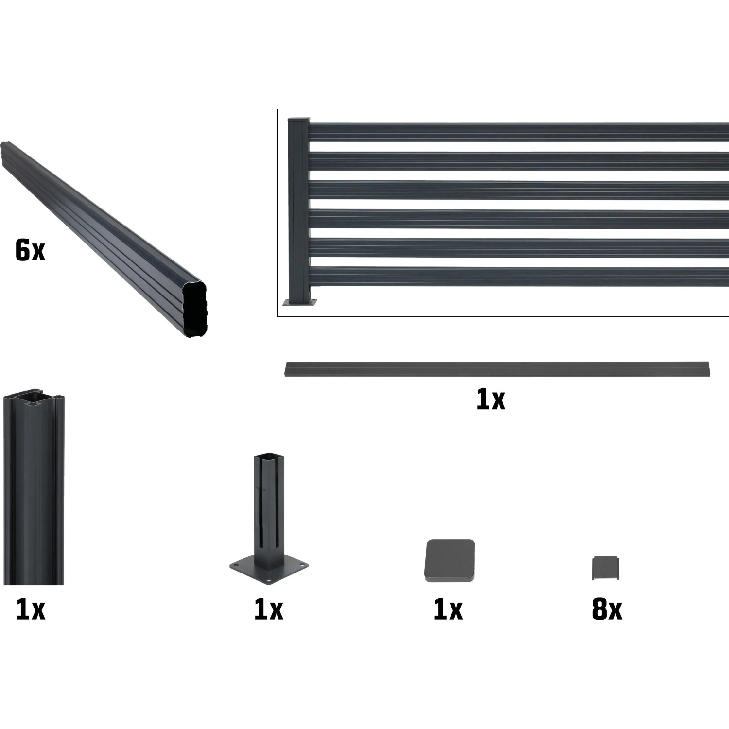 Floraworld Bohlenzaun-Set-Erweiterung Aluminium 90 cm x 200 cm
