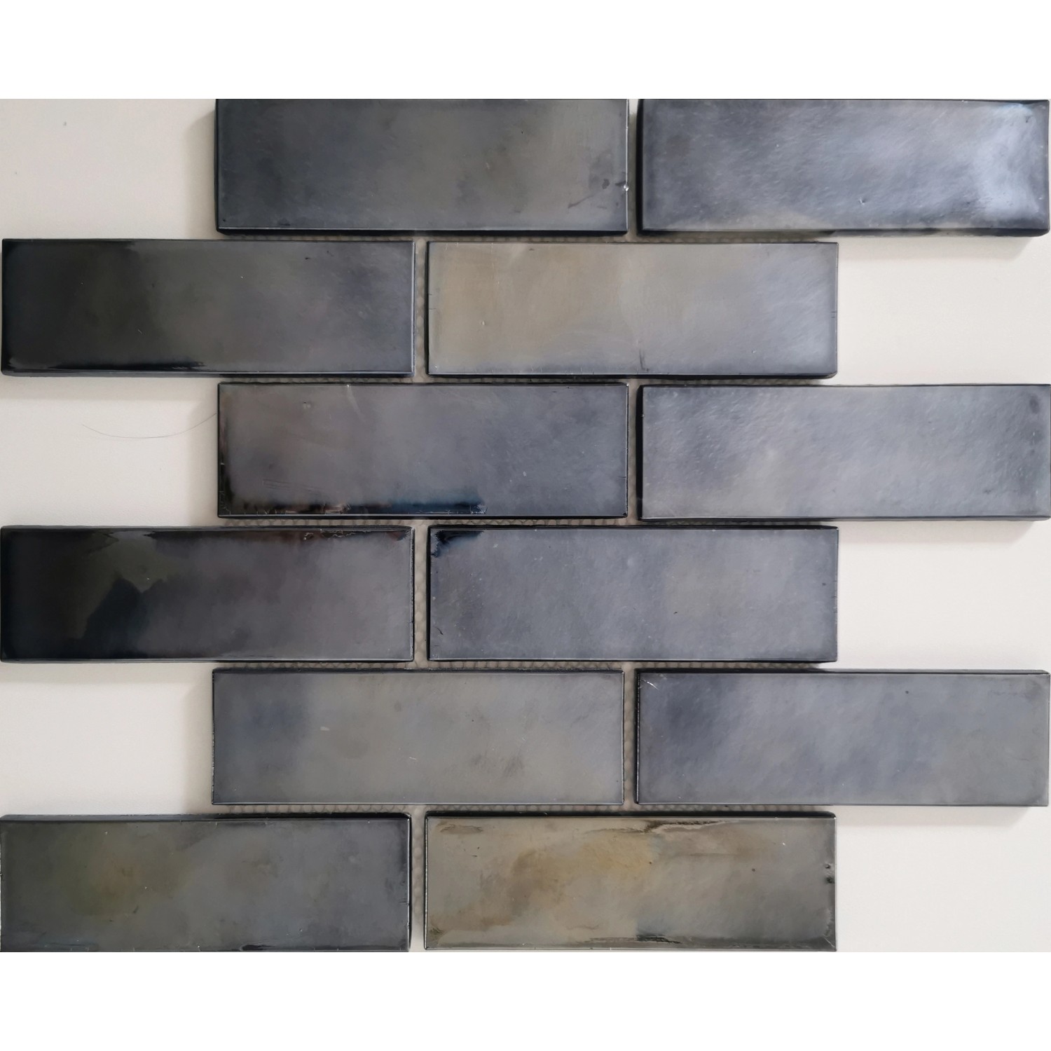 Mosaikmatte Cadiz Brick Keramik Schwarz 30 cm x 30 cm günstig online kaufen