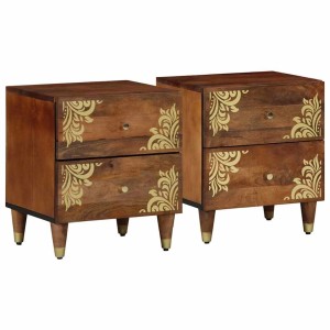 vidaXL Nachttisch 2 Stk Honigbraun 40 x 33 x 46 cm Massives Mangoholz 4018735