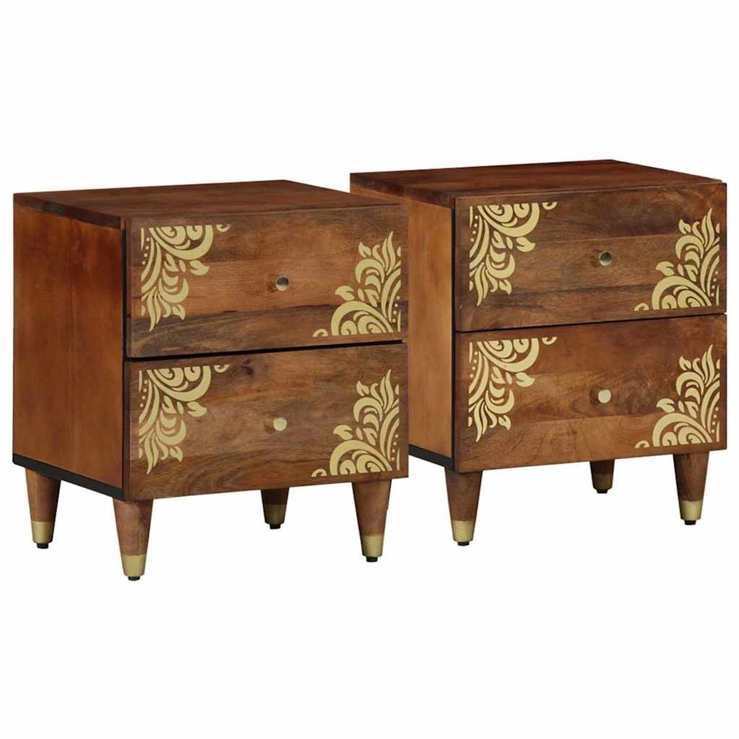 vidaXL Nachttisch 2 Stk Honigbraun 40 x 33 x 46 cm Massives Mangoholz 40187 günstig online kaufen