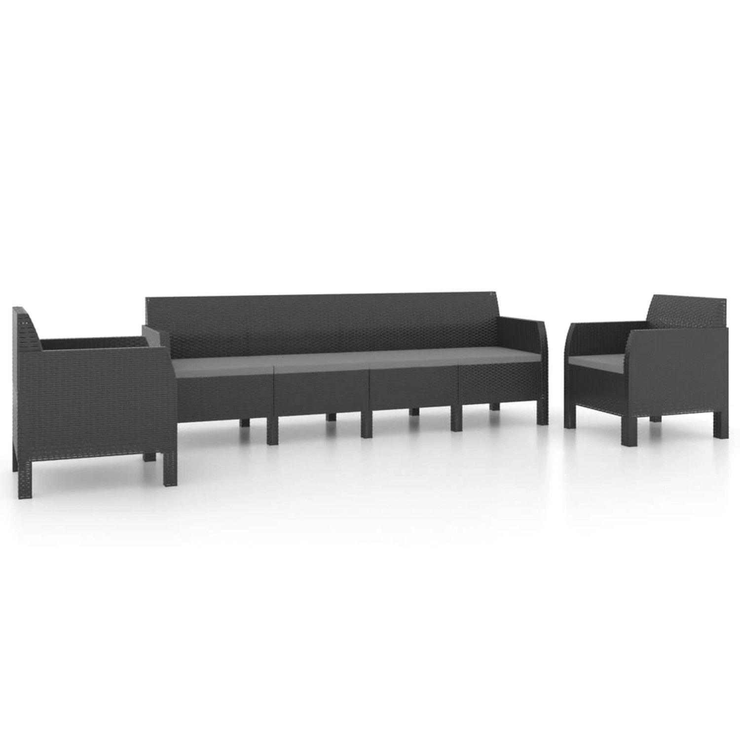 Vidaxl 3-tlg. Garten-lounge-set Mit Kissen Pp Rattan Anthrazit günstig online kaufen